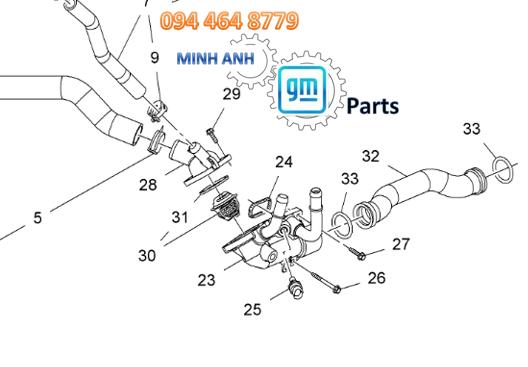 Thân Van Hằng Nhiệt Xe Captiva C140 Chính Hãng GM – Tối Ưu Hiệu Suất Làm Mát Động Cơ