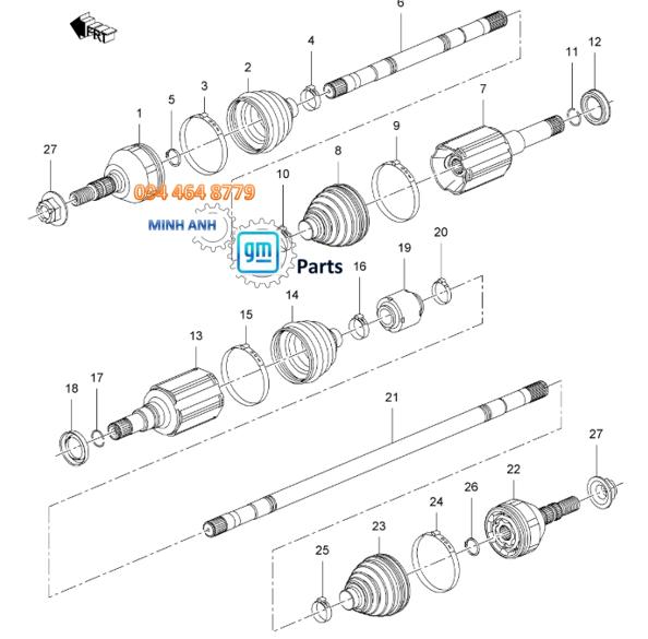 Trục Láp Trái (LH) Xe Cruze Số Tự Động (AT) Chính Hãng GM 
