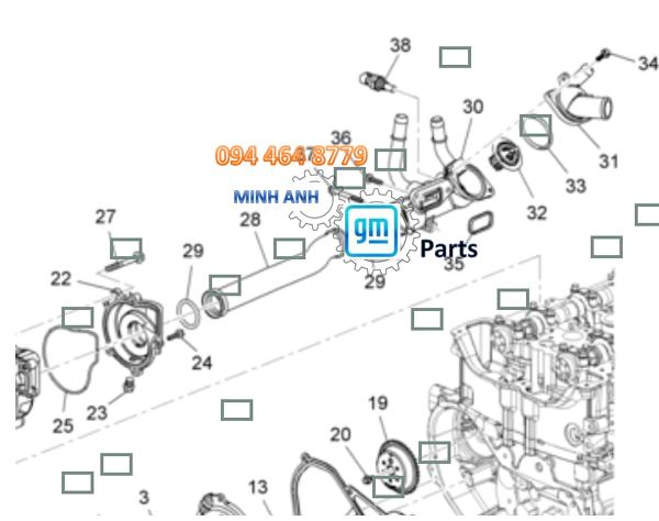 Ống Nước Vào Van Hằng Nhiệt Xe Captiva C140 Chính Hãng GM